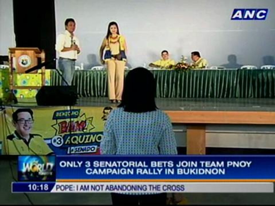 Only 3 senatorial bets join Team Pnoy campaign rally in Bukidnon; Only 4 senatorial bets join UNA sortie in QC