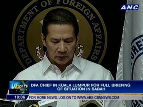 DFA chief in Kuala Lumpur for full briefing of Sabah situation