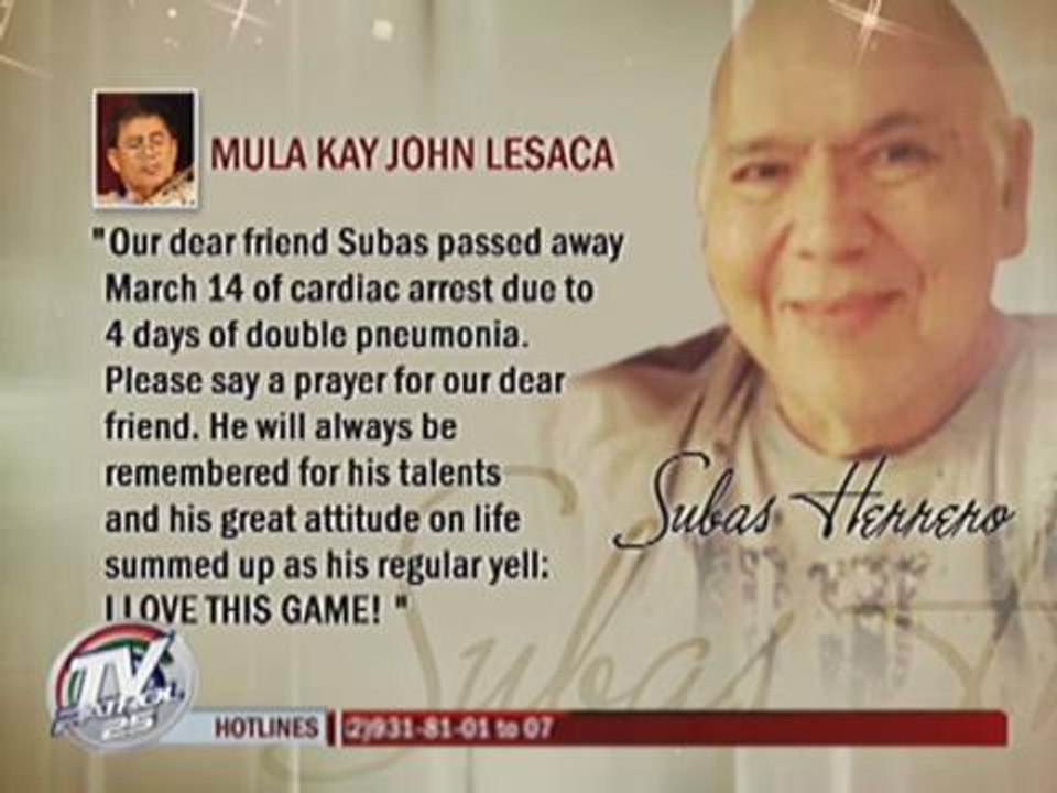 'Champoy' star Subas Herrero dead at 69