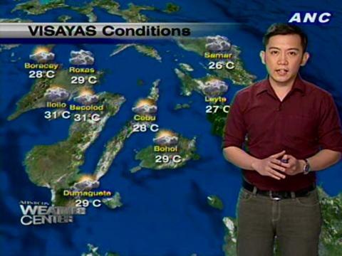 Weather Update: Rainy in Visayas, Eastern coast of Luzon