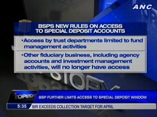 BSP further limits access to special deposit window