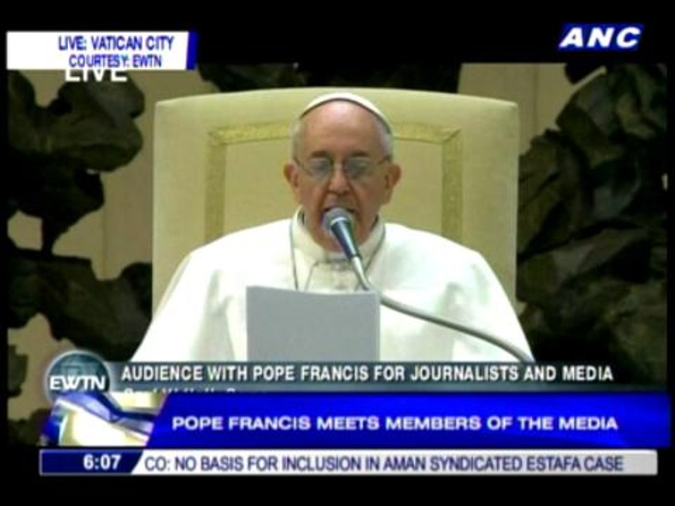 Pope Francis meets members of the media