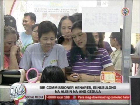 BIR chief wants cedula requirement scrapped
