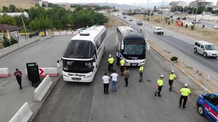Otobüs yangınlarından sonra sıklaştırılan denetimler havadan görüntülendi