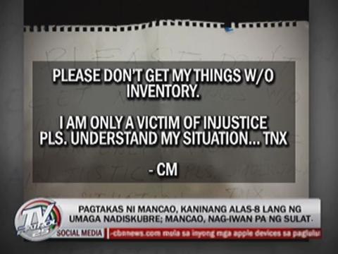 Mancao escapes NBI detention cell