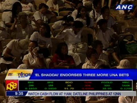 'El Shaddai' endorses three more UNA bets