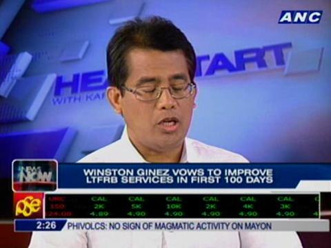 Winston Ginez vows to improve LTFRB services in first 100 days