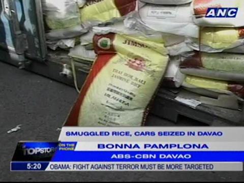 Smuggled rice, cars seized in Davao