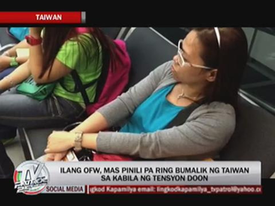 OFWs return to Taiwan as tension eases