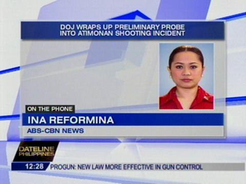 DOJ wraps up preliminary probe into Atimonan shooting incident