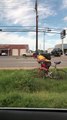 Man Rides His Bike the Hard Way