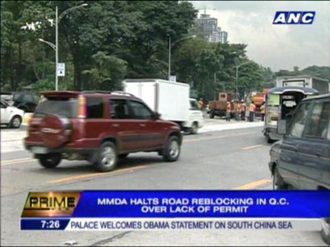 MMDA stops reblocking in QC over permit