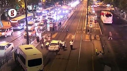 Fatih'te tramvay yolunda kaza