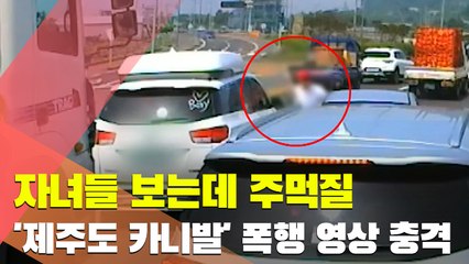 [현장] 자녀들 보는데 주먹질…'제주도 카니발' 폭행 영상 충격