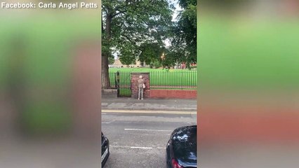 Elderly woman captured scrawling anti-Brexit graffiti in viral video