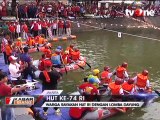 Rayakan HUT RI ke-74, Warga Lomba Dayung di Sungai Ciliwung
