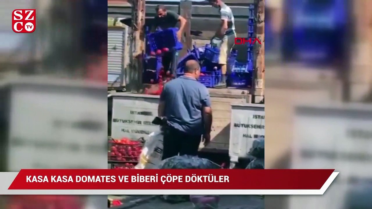 Kasa kasa domates ve biberi çöpe döktüler