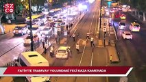 Tramvay yolundaki feci kaza kamerada