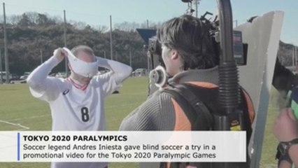 Spain legend Iniesta tries out blind soccer in Tokyo 2020 Paralympics promo