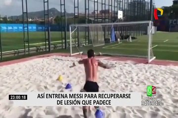 El peculiar entrenamiento de Messi para recuperarse de lesión muscular