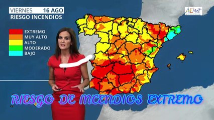 #TusNoticiasEltiempoHoy AEMET Riesgo Extremo de Incendios Viernes 16 de Agosto de 2019