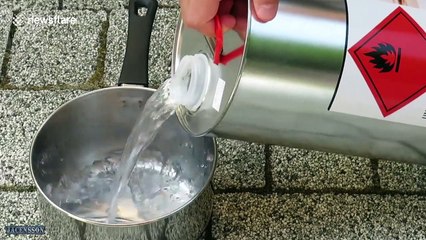 Huge tower of styrofoam melts into grey goo during science experiment