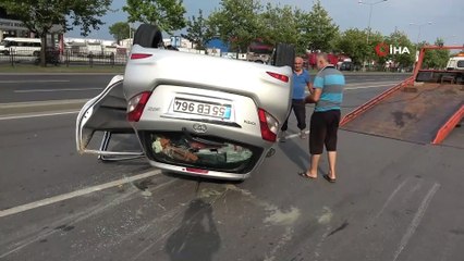 Otomobilin takla atıp 100 metre sürüklenmesi kamerada