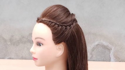 Unique hairstyle for girls  New hairstyle  Beautiful puff hairstyle with side layers braid