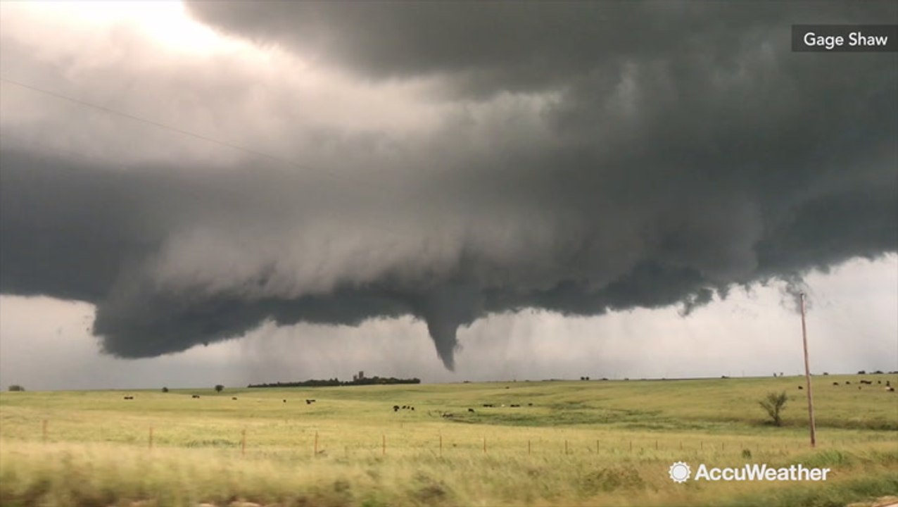 Large tornado spotted shredding through Kansas