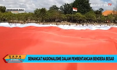 Semangat Nasionalisme Pelajar di Bali Kibarkan Bendera Raksasa