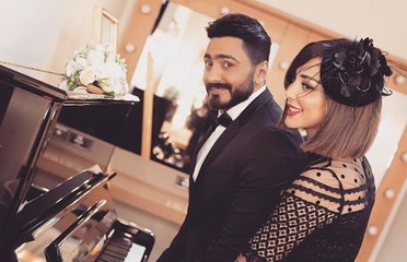 رقص تامر حسني وزوجته بسمة بوسيل في حفل عيد ميلاده