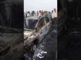 आगरा लखनऊ एक्सप्रेस वे पर दर्दनाक हादसा, कार में जिंदा जला चालक