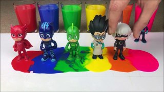Learn Colors with Pj Masks Toys and Feet Painting