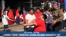 Serunya Lomba Tarik Tambang Siswa SD vs TNI di Salatiga