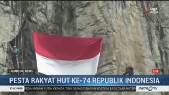 Upacara HUT ke-74 RI di Dinding Tebing Probolinggo