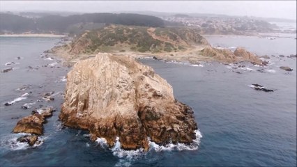 Peñablanca island and Punta de Peñablanca at Algarrobo, Chile