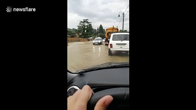 Heavy rain in the Russian city of Sochi causes flooding