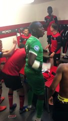 La joie dans le vestiaire après la victoire (3-1) face à Oissel