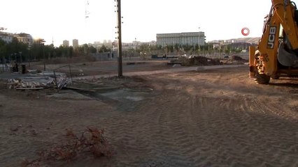 Bombalı saldırıda yıkılan emniyetin yerinin millet bahçesine dönüşümü sürüyor