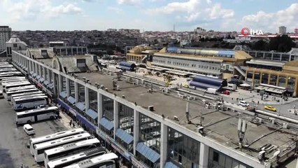 Otogarda dönüşü yoğunluğu havadan görüntülendi