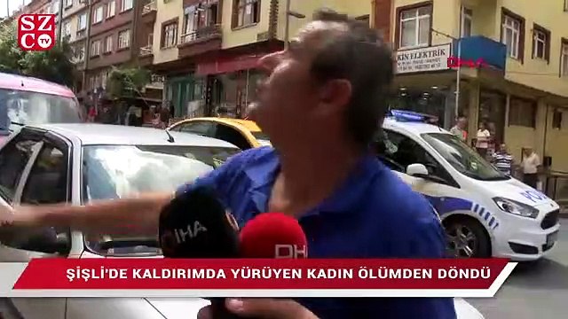 Kaldırımda yürüyen kadının üzerine kartonpiyer düştü