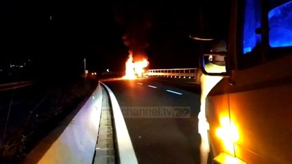 Exclusive/ Digjet një autobus dyshohet për autobusin e tifozave të Partizanit