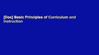 [Doc] Basic Principles of Curriculum and Instruction