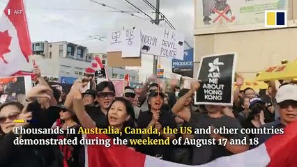 Rival Hong Kong anti-government and pro-China protests around the world