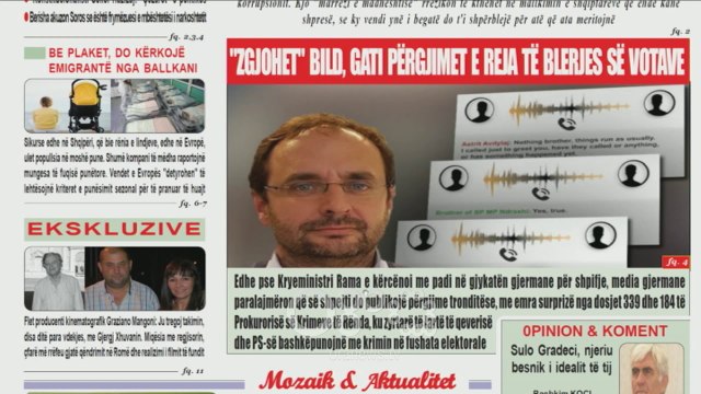 Ora juaj - Shtypi i ditës: Zgjohet Bild, gati përgjimet e reja të blerjes së votave