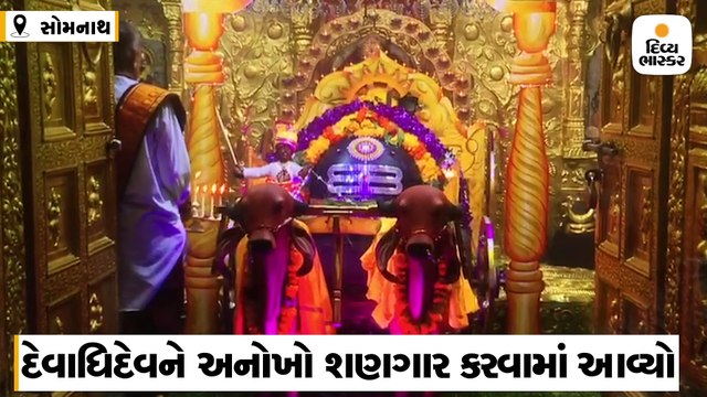 સોમનાથ મહાદેવને રથ પર બેસાડ્યા હોય તેવો અલૌકિક શણગાર કરવામાં આવ્યો