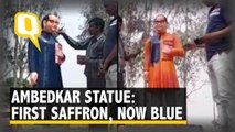 Ambedkar Statue Painted Blue From Saffron Allegedly By BSP Leader
