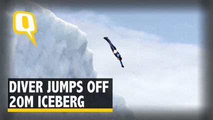 Diver Jumps off 20m Iceberg to Raise Awareness on Climate Change