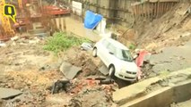 Wall of an under construction building collapses in South Mumbai's Antop Hill after heavy rain