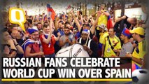 Russian Fans Celebrate FIFA World Cup Victory Over Spain in Moscow